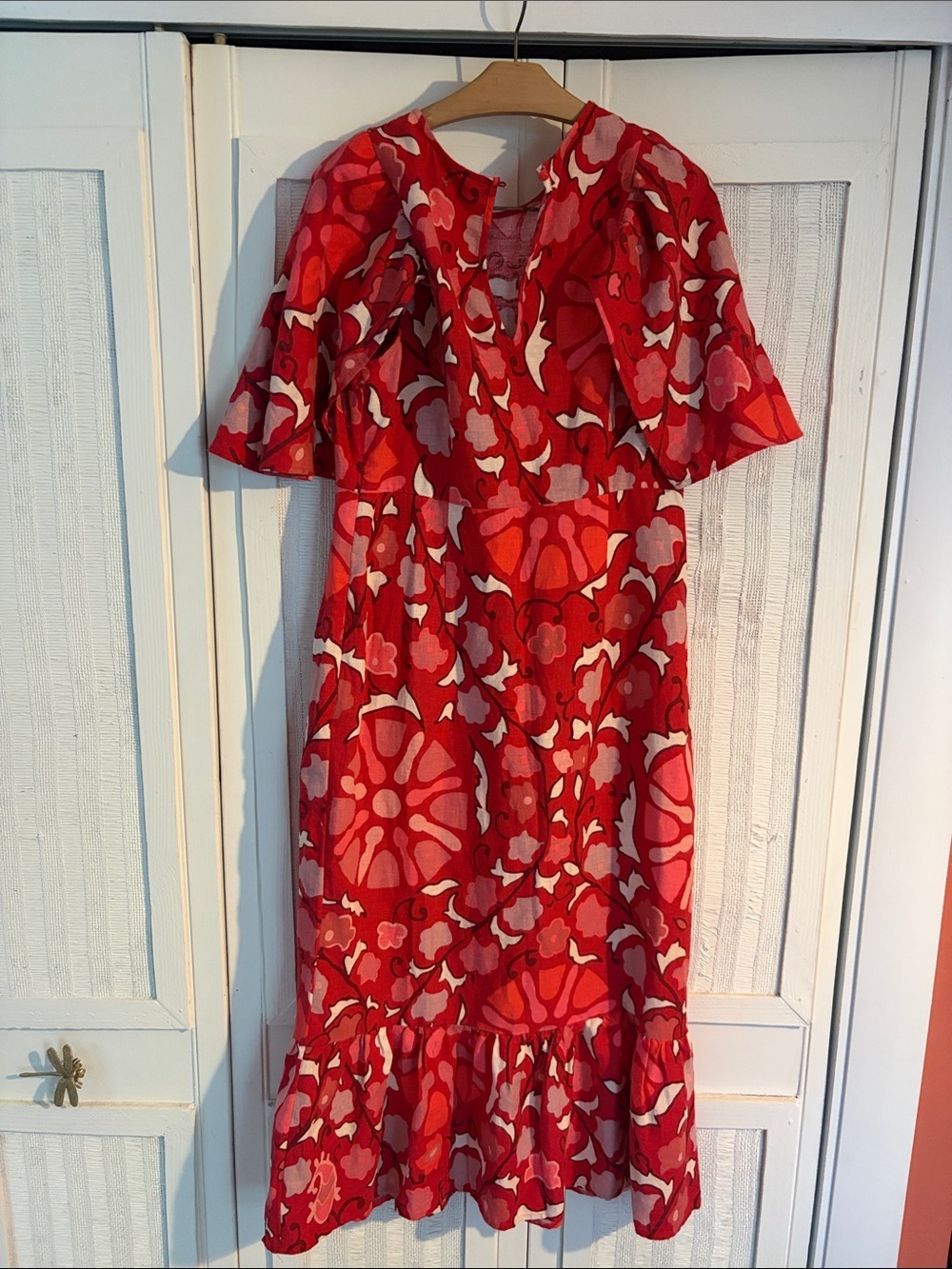 Rhode X Target Large Zinnia Floral Print Bell Sleeve Midi Dress size 12 - Picture 8 of 9